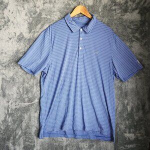 Vineyand Vines Golf Polo Shirt Mens XXL Blue White Striped SS Athleisure EUC